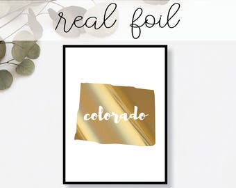 Colorado State Print // Real Gold Foil // Minimal // Gold Foil Print // Decor // Modern Office Print // Typography // Fashion Print