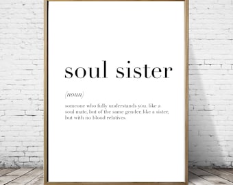 Soul Sister Definition Print // Minimalist Poster // Wall Art Print // Typography // Fashion // Scandinavian Poster // Boho // Modern