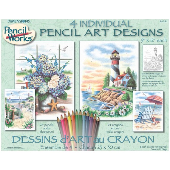 Pencil Color By Number Kit 9X12 4/Pkg Beach