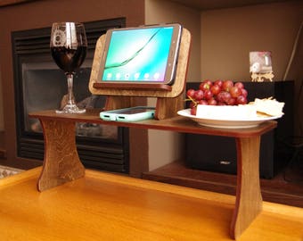 Wood Caddy, Portable Caddy, Bed Caddy, 3/8" Wood, Laser Cut, Rustic, Tablet Holder, Sofa Tray, Wooden Table, Wedding Table, Home, SG17