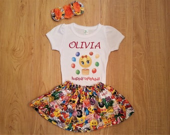 Emoji Birthday Outfit, First Birthday Set, Birthday Outfit, Emoji Party Outfit, Emoji Shirt, Emoji Skirt