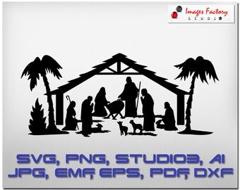 O Holy Night Nativity Scene - cuttable Cricut Design Space, Silhouette, Digital Cut Files, Instant Download, svg dxf studio3 christmas