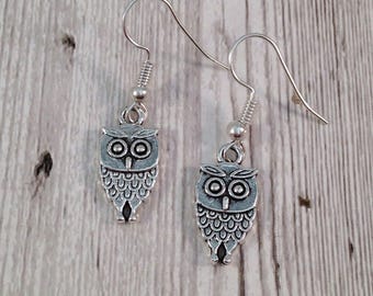 Owl earrings, drop earrings, owl jewellery, bird earrings, animal earrings, hedwig earrings, alernative gift, gift for her, birthday gift.