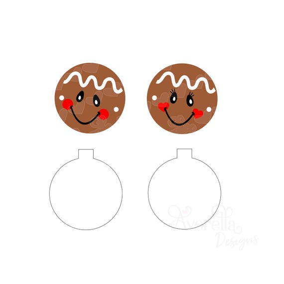 Download Gingerbread Face disc ornament SVG