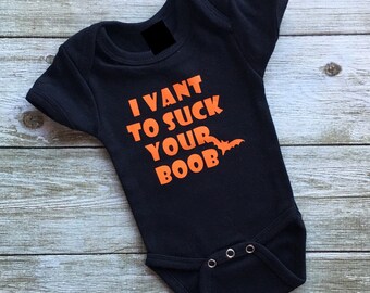 I vant to suck your boob - bodysuit - halloween bodysuit - halloween newborn - vampire - halloween - breastfeeding - breastfed - bat-nursing