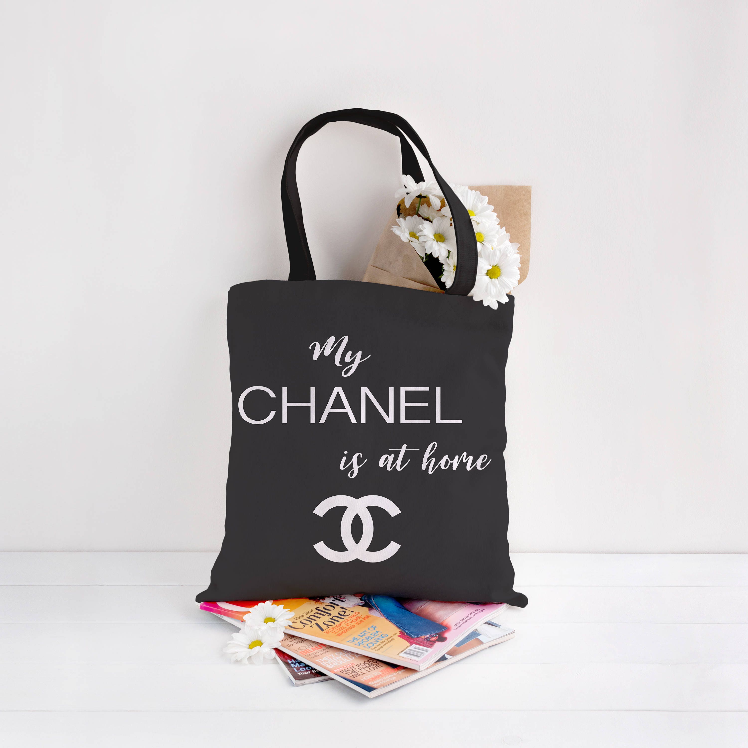 My Chanel is at home tote shopping bag handbag