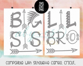 Big Sis, Lil Bro SVG, tribial SVG, Boho Svg, DXF, Png, cut files, Cricut, Silhouette, cameo, arrow svg Big Sister Little Brother