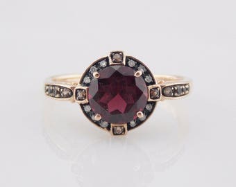 Garnet Ring, Rose Gold Ring, Garnet And Diamond, Rings, Vintage Ring, 10k Rose Gold 2.65 TCW Rhodolite Garnet Diamond Ring Sz 7 #3136