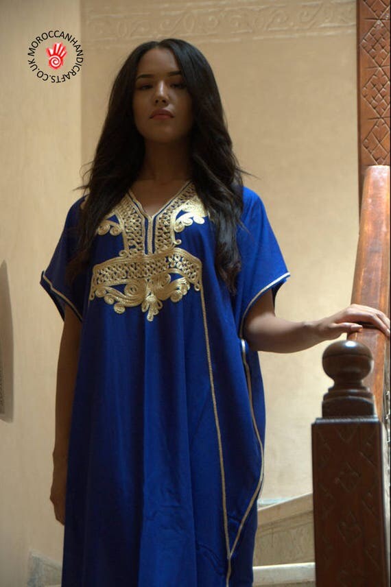navy blue and gold kaftan