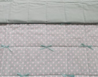 Mint polka dot childs quilt, baby quilt, toddler quilt, crib quilt, handmade quilt, nursery