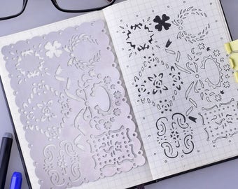 Stainless Steel planner stencil,About 3 1/3*5 1/8" tibetara® bullet journal stencil, banners and flag stencil ,1 each/lot-10190050