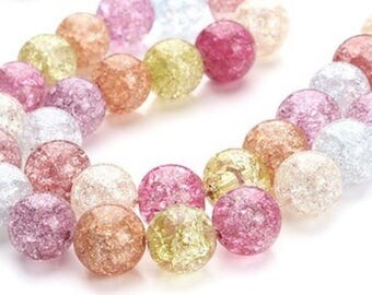 10 acrylic crackled beads mixed 12 mm