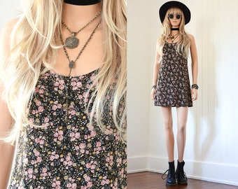 90s Floral Dress 90s Grunge Dress Floral Mini Dress Slip Dress 90s Dress Floral Dress Vintage 90s Clothing Boho Vintage Floral Dress XS