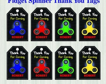 Fidget Spinner Thank You Tags, Fidget Spinner Party Favors, Fidget Spinner Favor Tags, Fidget Spinner Birthday Tags, Hand Spinner Gift Tags
