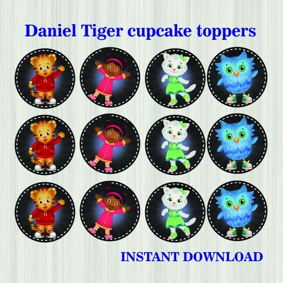 Daniel Tiger Cupcake Toppers Chalkboard Daniel Tiger