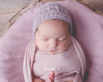 Handknit hat, Newborn Bonnet, Baby Bonnet, Newborn photography prop, Photography props, Newborn Photo, Newborn hat, photo prop, alpaca