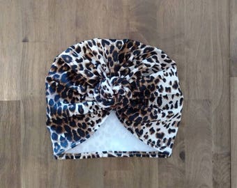 Leopard Turban - Baby Turban - Toddler Turban - Baby Headwrap - Animal Print Turban - Top Knot Turban - Adult Turban