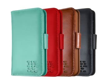 iPhone SE 5 5S Real Leather Compact Wallet Case and Cardholder in Brown, Black, Turquoise and Red with FREE SHIPPING