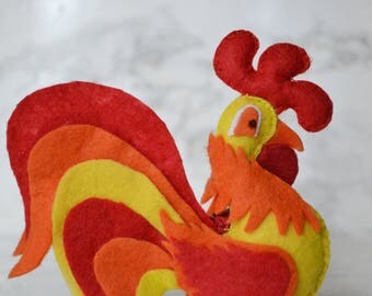 Christmas Felt Rooster Ornament felt christmas felt wall christmas tree gift felt animal ornaments felt birds stocking felt wall hanging