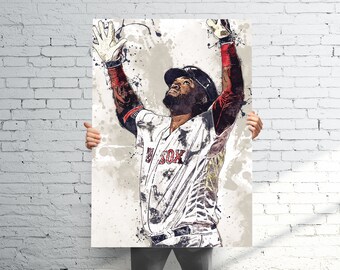 David Ortiz Boston Red Sox - Sports Art Print Poster - Watercolor Abstract Paint Splash - Kids Decor - Gifts for Men - Man Cave