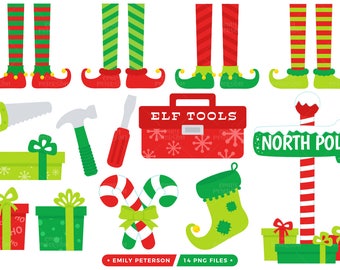 Elf Clip Art, Christmas Clipart, Elves Clip Art - Commercial Use, Instant Download