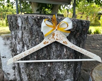 Bride hanger,Personalized hanger,Name hangers,Wedding dress hanger,Unique Bride hanger, Bride Gift,Hand structural painting , Wooden hanger,