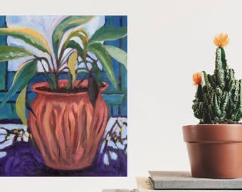 Oil Painting Plant, still life on canvas, 20x24 inches, Pretentious Plant, peinture huile sur toile, Plante grandiose, judydcreates,