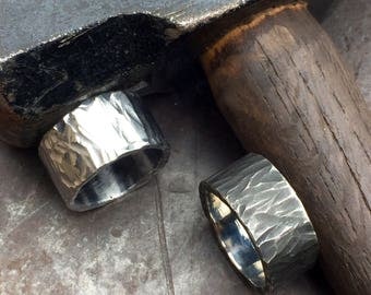 Hammered Ring. Made to Order. Hand Forged Ring. Rugged Ring. Stainless Steel Ring.