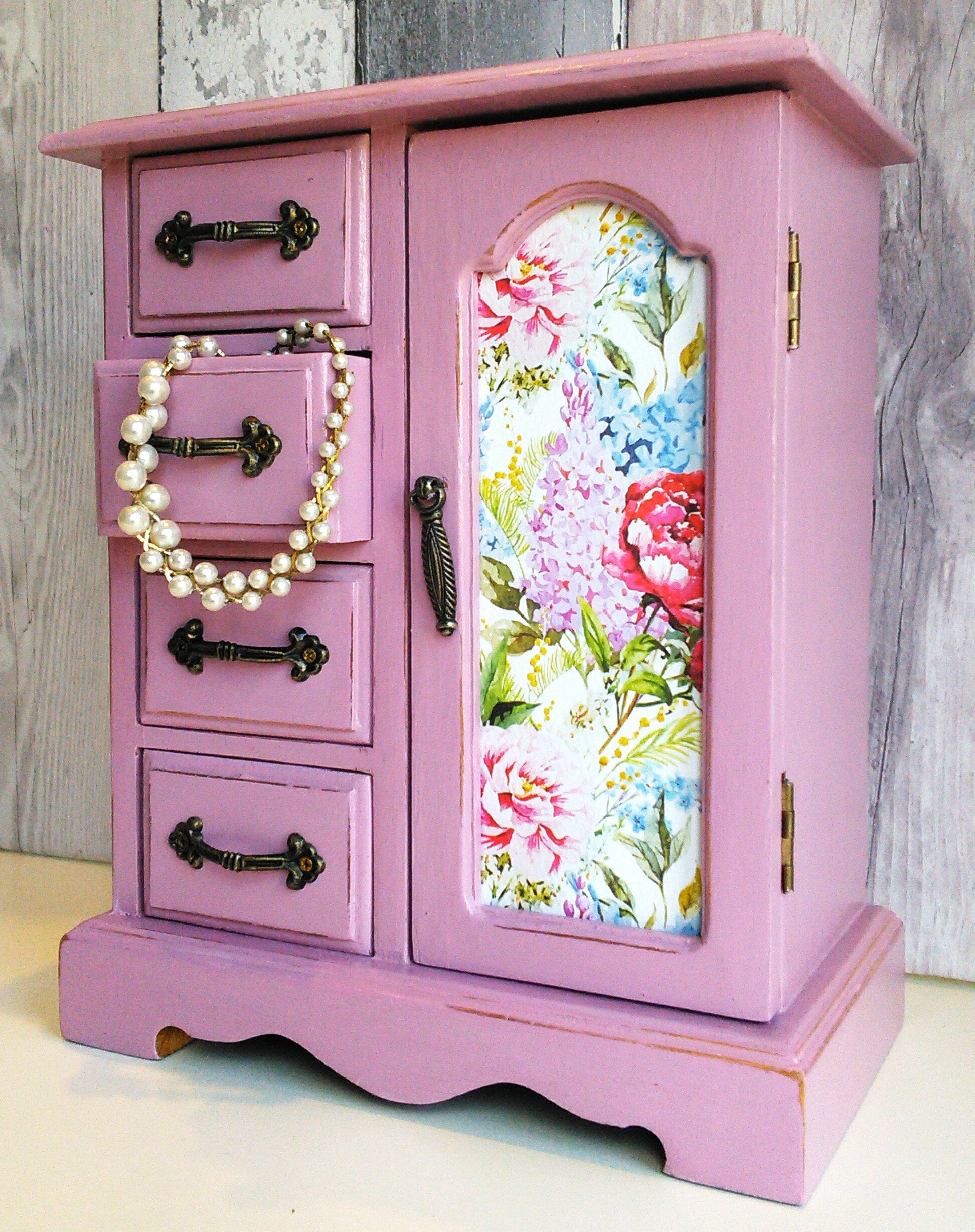 Vintage jewelry box upcycled jewelry box painted jewelry