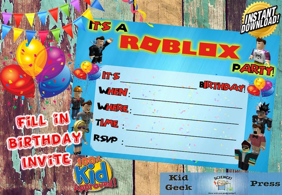roblox birthday invite invitation printable unique different