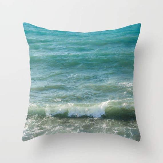 Blue Ocean Throw Pillow Ocean Waves Accent Pillow Ocean