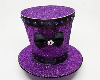 Glitter purple mini top hat fascinator