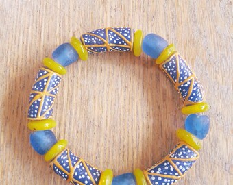 Bracelet EMEKA en perle de verre du Ghana by MamaLua design