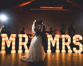 35" Large marquee lights, mr & mrs letter lights, Decor sign lights, Large Marquee Letter lights, Personalized Name Light, Event letter