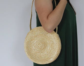 Round straw bag, circle straw bag, beach bag, straw handbag, summer bag, boho handbag.