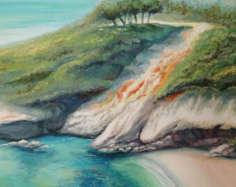 Charming Voidokilia Greece Oil Painting Canvas Art Original Painting Impressionism Painting Impressionism Art Wall Art Seascape Painting Sea