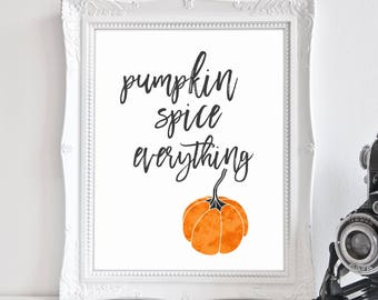 Pumpkin Spice, Fall Mantle Decor, Happy Fall Printable, Coffee Sign, Thanksgiving Decor, Coffee Bar, Fall Pumpkins, Pumpkin Home Decor