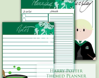 Harry Potter Planner, Harry Potter, Planner, Slytherin, Harry Potter Printable, HP, Printable | HP Slytherin Planner