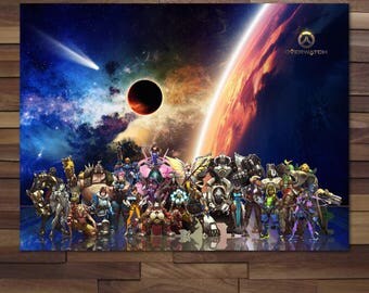 Overwatch All Heroes Orisa, DoomFist Included Poster - Canvas