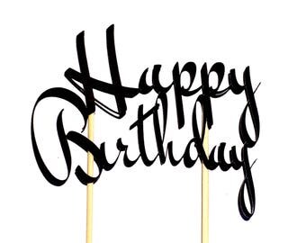 Happy Birthday Cake Topper, Birthday Cake Topper, Black Cake Topper, Cake Topper for Birthday, Simple Cake Topper, Happy Cake Topper, Topper