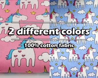 Pink Unicorn Fabric, Quilting Fabric, pony fabric, unicorn gift, unicorn pattern, yard goods, girl fabric kids party Cotton Material