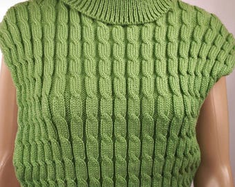 Cape en laine, Poncho en laine, Pull en laine, Pull poncho, Cape tricoté, Poncho tricoté , Poncho vert ,Fabriqué en France, cape femme