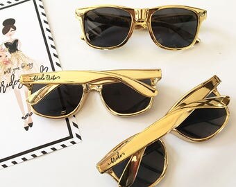 Gold Bachelorette Sunglasses- Bridesmaid Gift, Wedding Keepsake Gifts, Shower Gift, Custom Bridesmaid Gift - Bachelorette Party