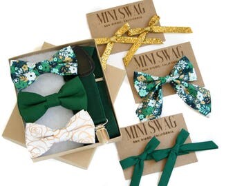 Twin Outfits, Outfits for Family Pictures, Brother Sister Matching Outfit, Boys Bow Tie, Baby Headband, Baby Boy Suspenders, Floral Bow Tie