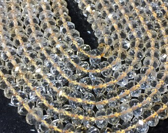 5x8mm Citrine Faceted Rondelle Gemstone Natural Color (NOT DYED) Rondelle 5x8mm Loose Beads Half or Full Strand, Citrine, Citrine Beads