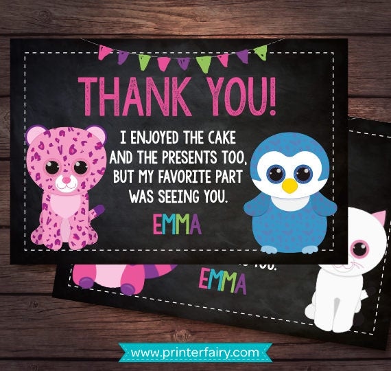Beanie Boo Thank You Cards Free Printable