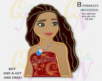 BOGO FREE! Moana Applique Embroidery Designs, Disney princesses Machine Embroidery Designs, Hawaiian Princess embroidery designs, #085