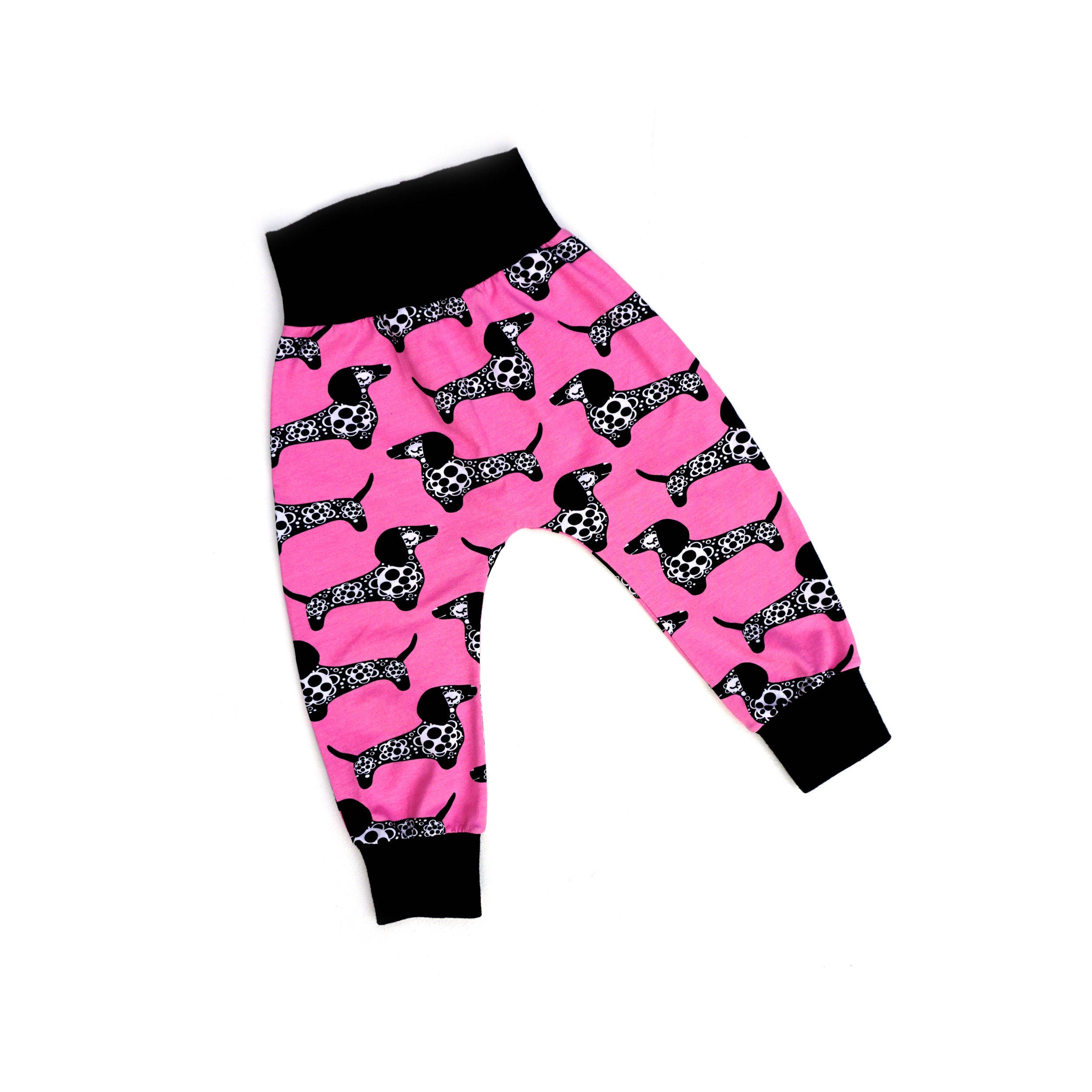 Girls Sausage Dog Harem Trousers Organic Baby Clothes