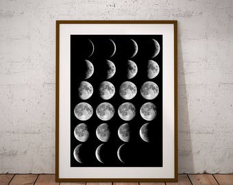 Interior Room Decorations Tumblr tumblr room decor etsy moon print phases wall art full instant