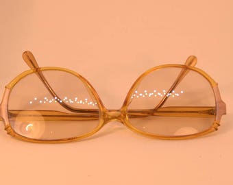 Vintage Original 80s Terri Brogan Glasses Eyewear Yellow Gold Prescription Frames